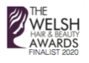Text: Welsh hair and beauty awards finalist 2020
