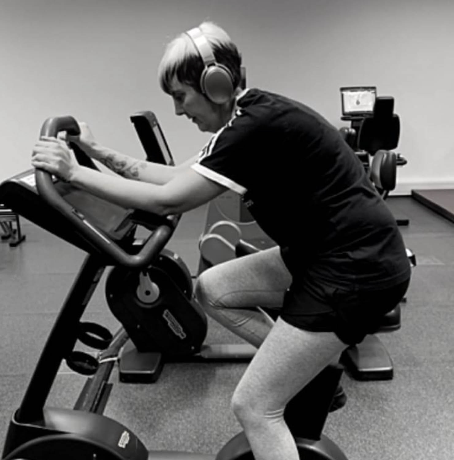 Leanne working out on bike