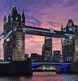 Tower Bridge at night, London.