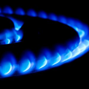 Gas rings on stove.