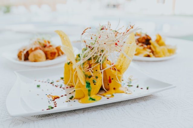pasta dish on white plate