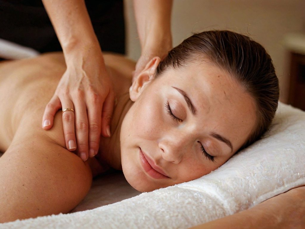 Client having a shoulder massage