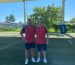 Aled Water (left) wearing rugby kit